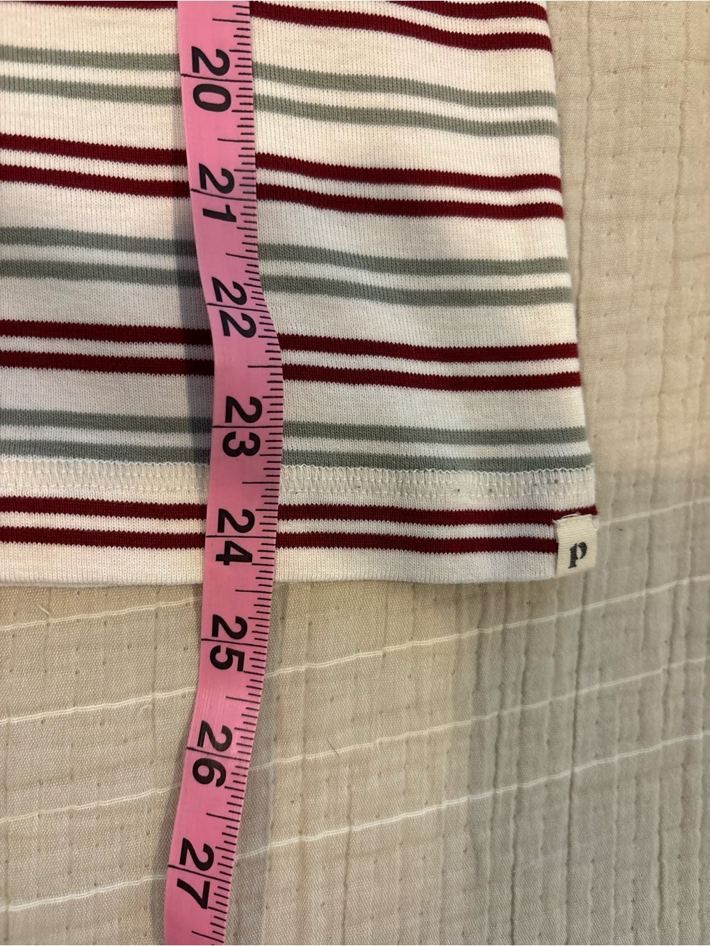 PACT Organic Cotton Burgundy Red Sage Green Striped Long Sleeve Pajama Set S - Picture 6 of 10
